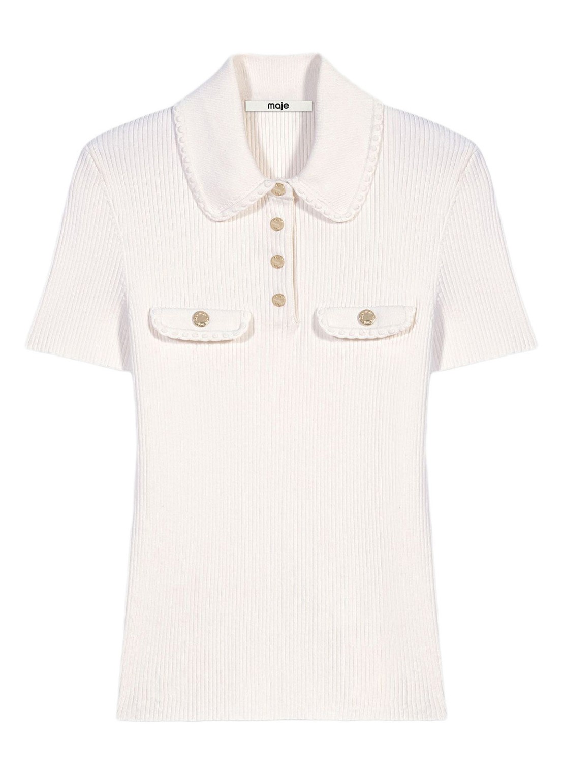 Maje Top met ribstructuur - voorkant 2 creme
