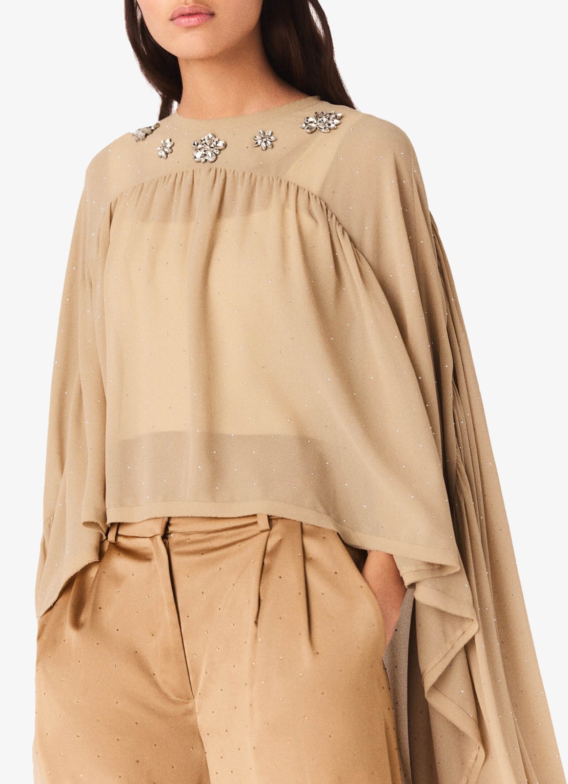 Maje Top met strass - detail 4 zand