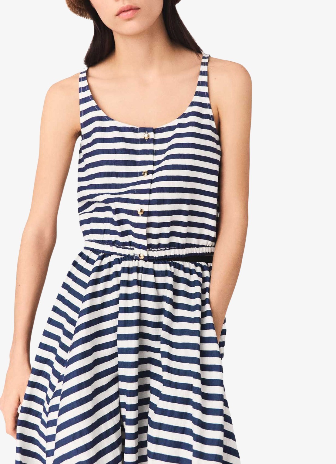 Maje Top met streepprint - detail 4 donkerblauw