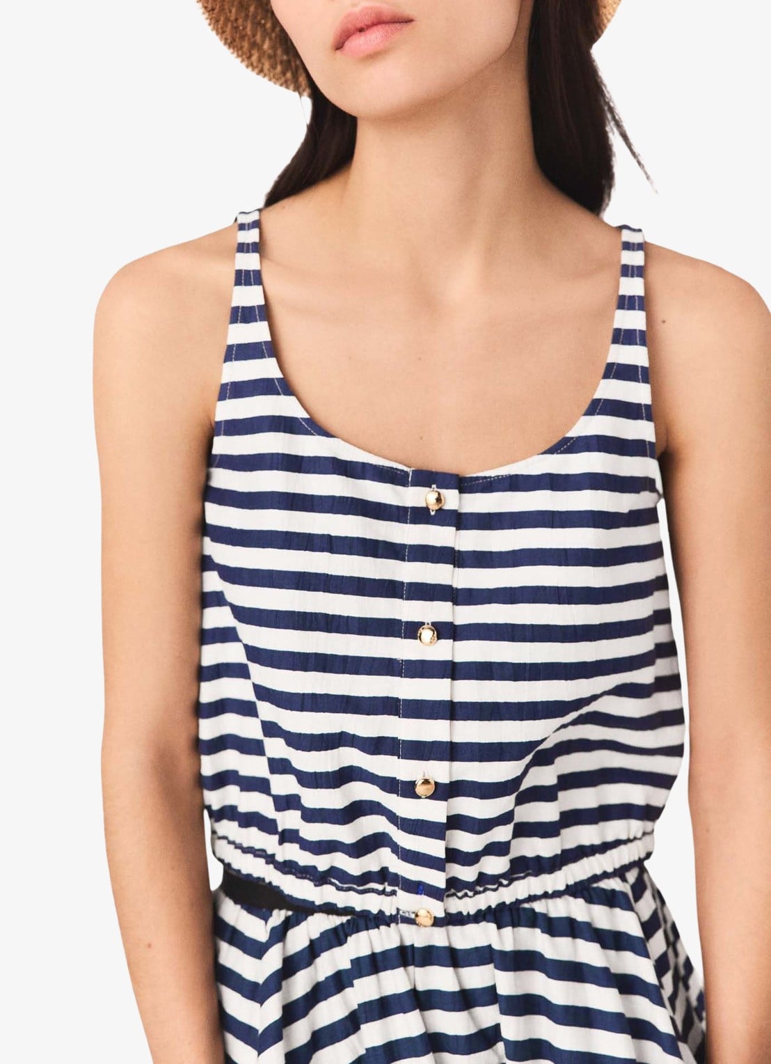 Maje Top met streepprint - detail 5 donkerblauw