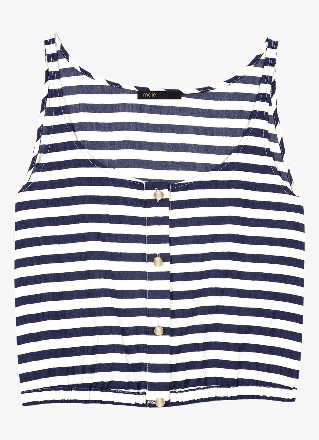Maje Top met streepprint - voorkant 6 donkerblauw