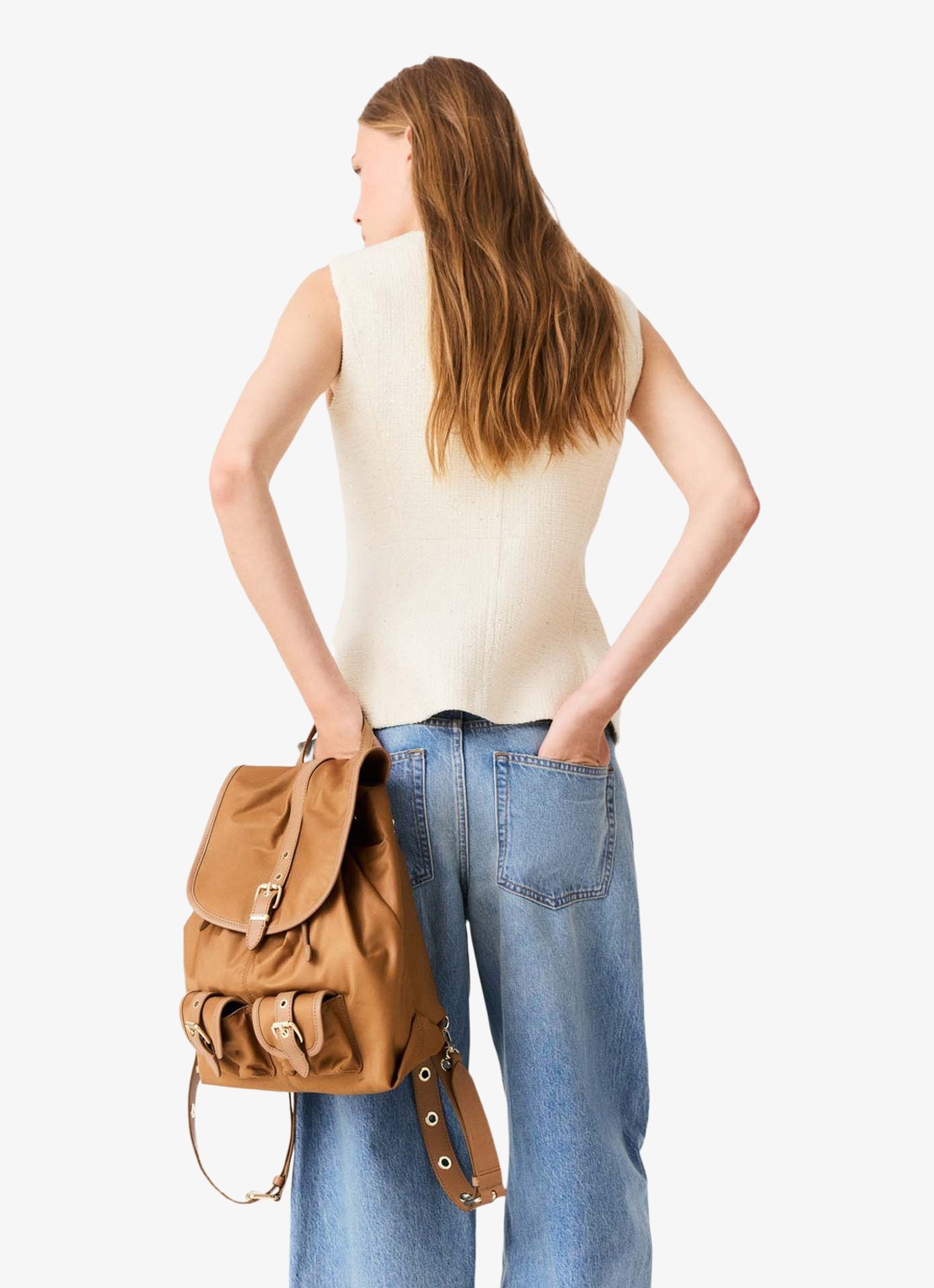 Maje Top van bouclé met opgestikte zakken - achterkant 8 beige