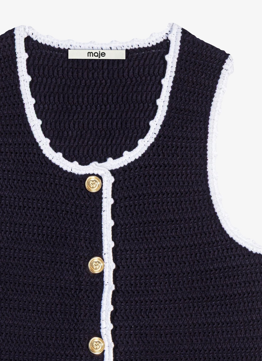Maje Top van crochet - detail 5 donkerblauw