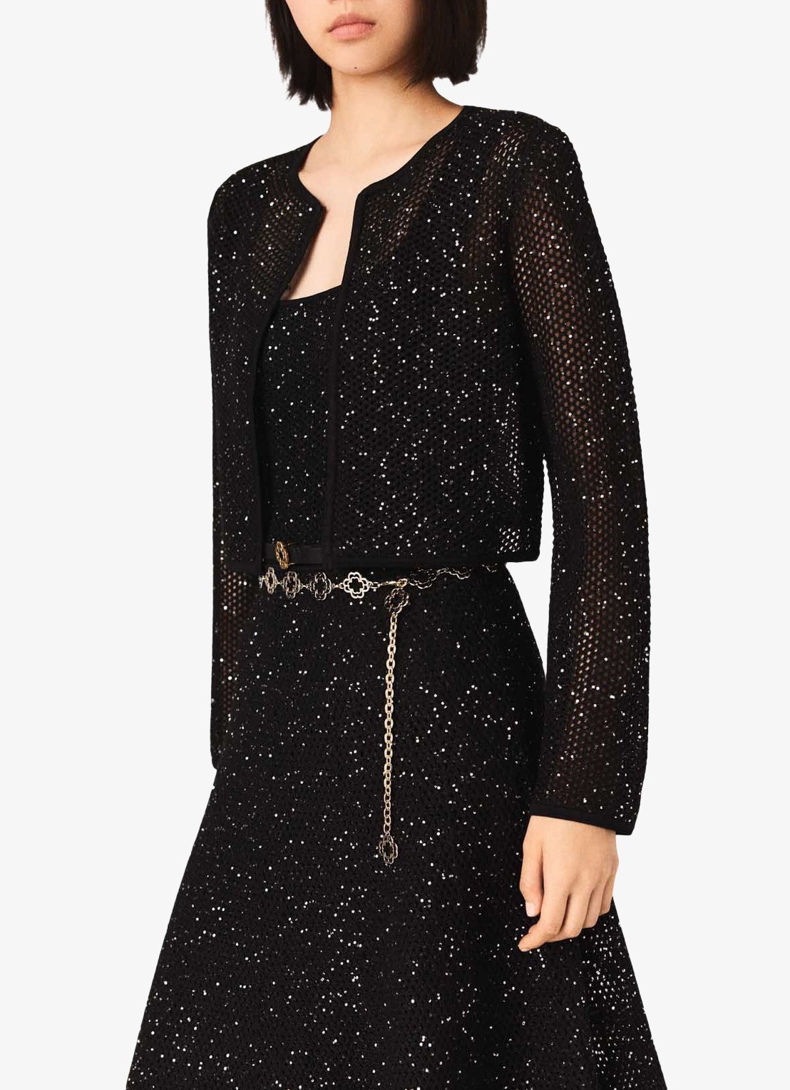 Maje Vest met pailletten - detail zwart