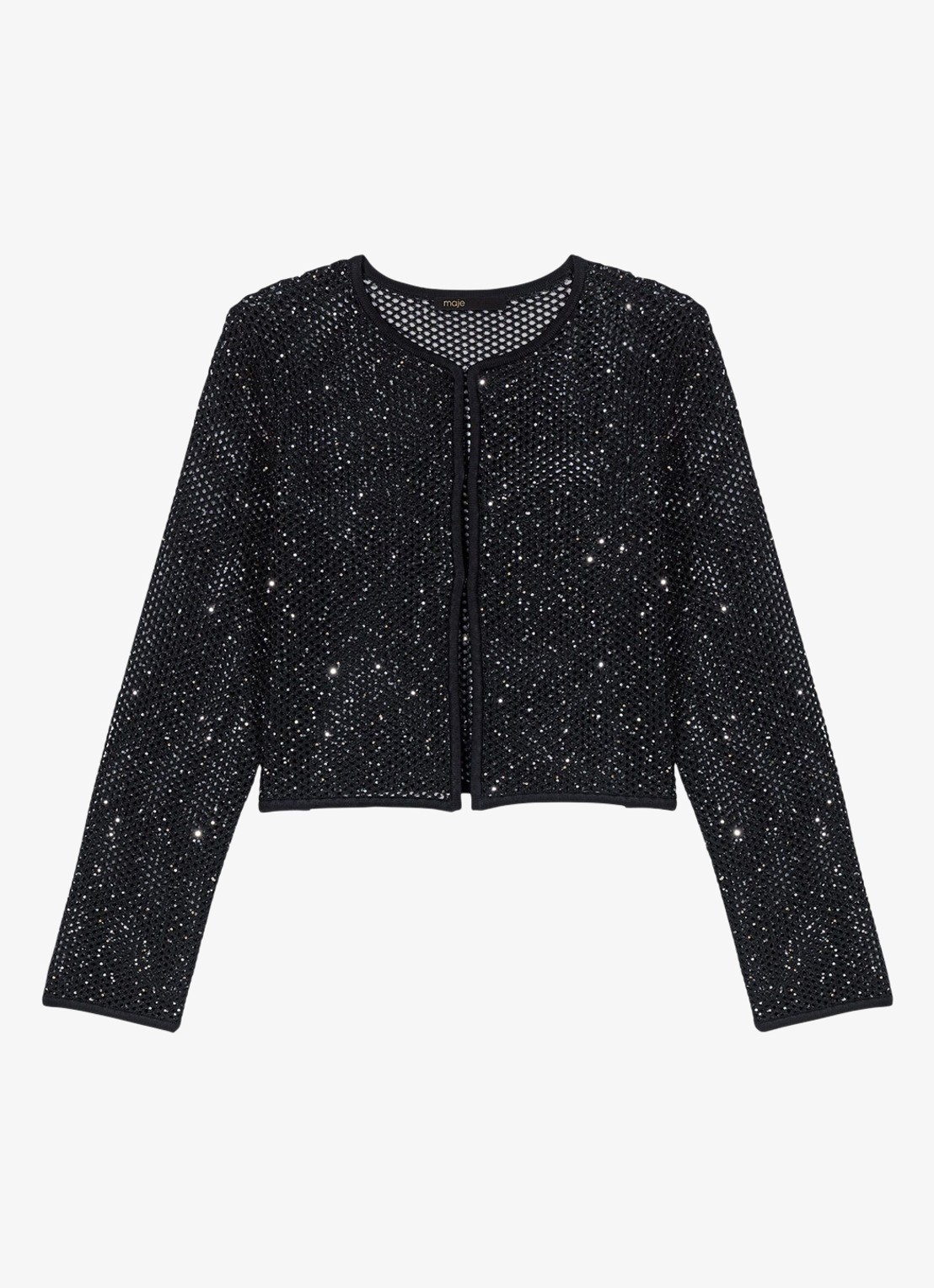 Maje Vest met pailletten - voorkant 5 zwart