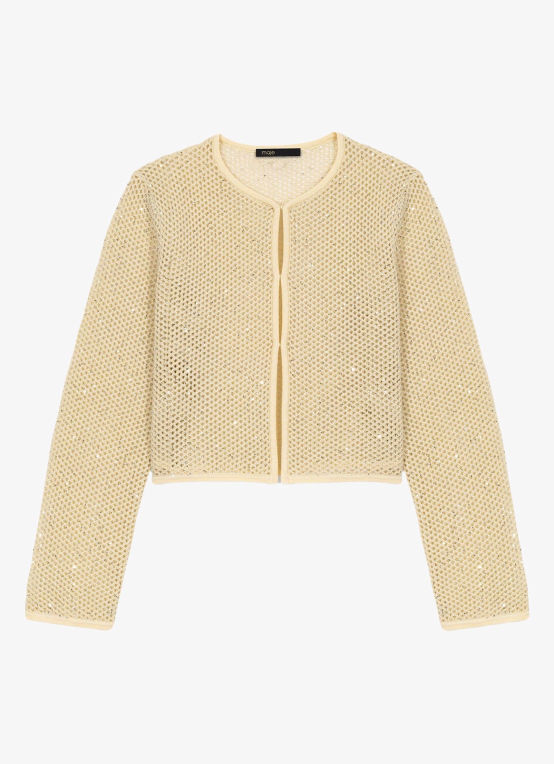 Maje Vest met pailletten - voorkant 2 geel