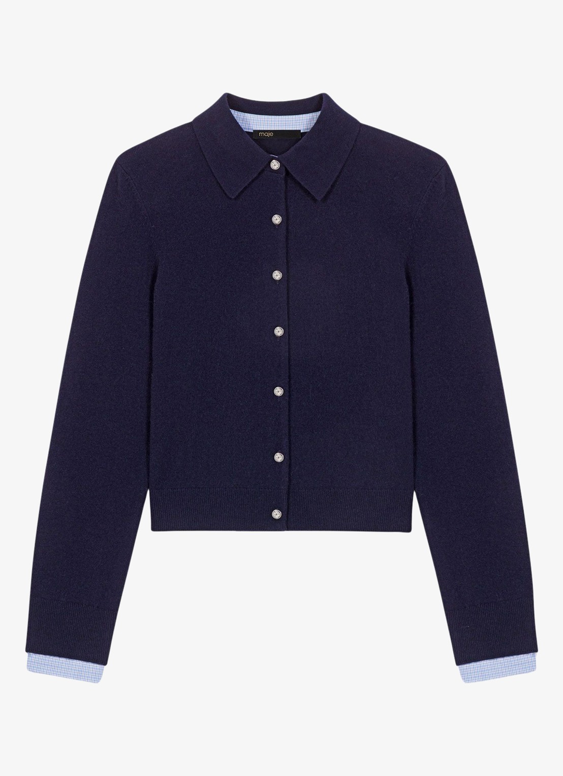 Maje Vest met polokraag in kasjmierblend - voorkant 2 donkerblauw