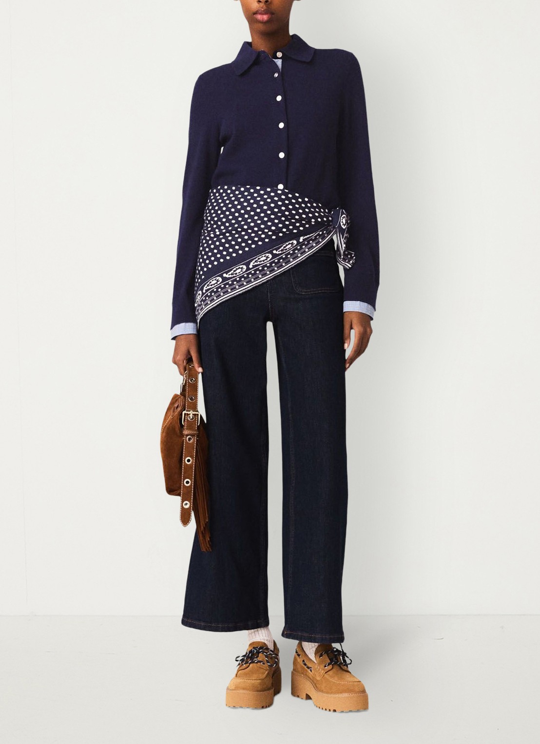 Maje Vest met polokraag in kasjmierblend - voorkant 3 donkerblauw