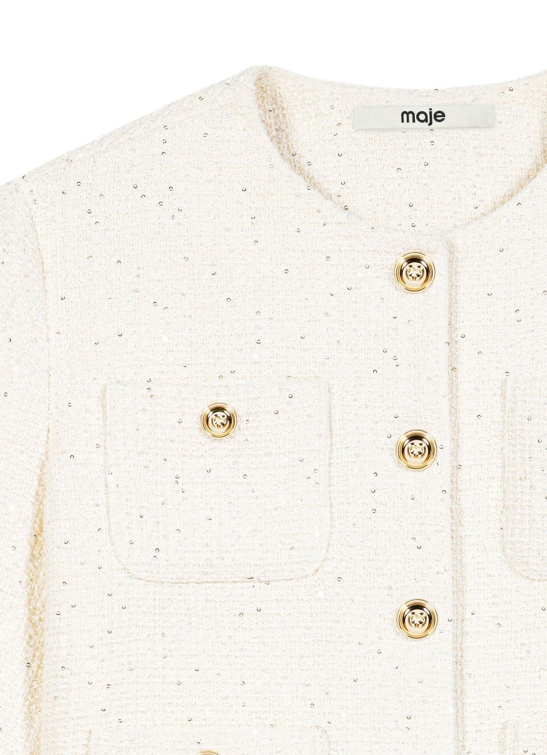 Maje Vest van bouclé met opgestikte zakken - detail 2 beige