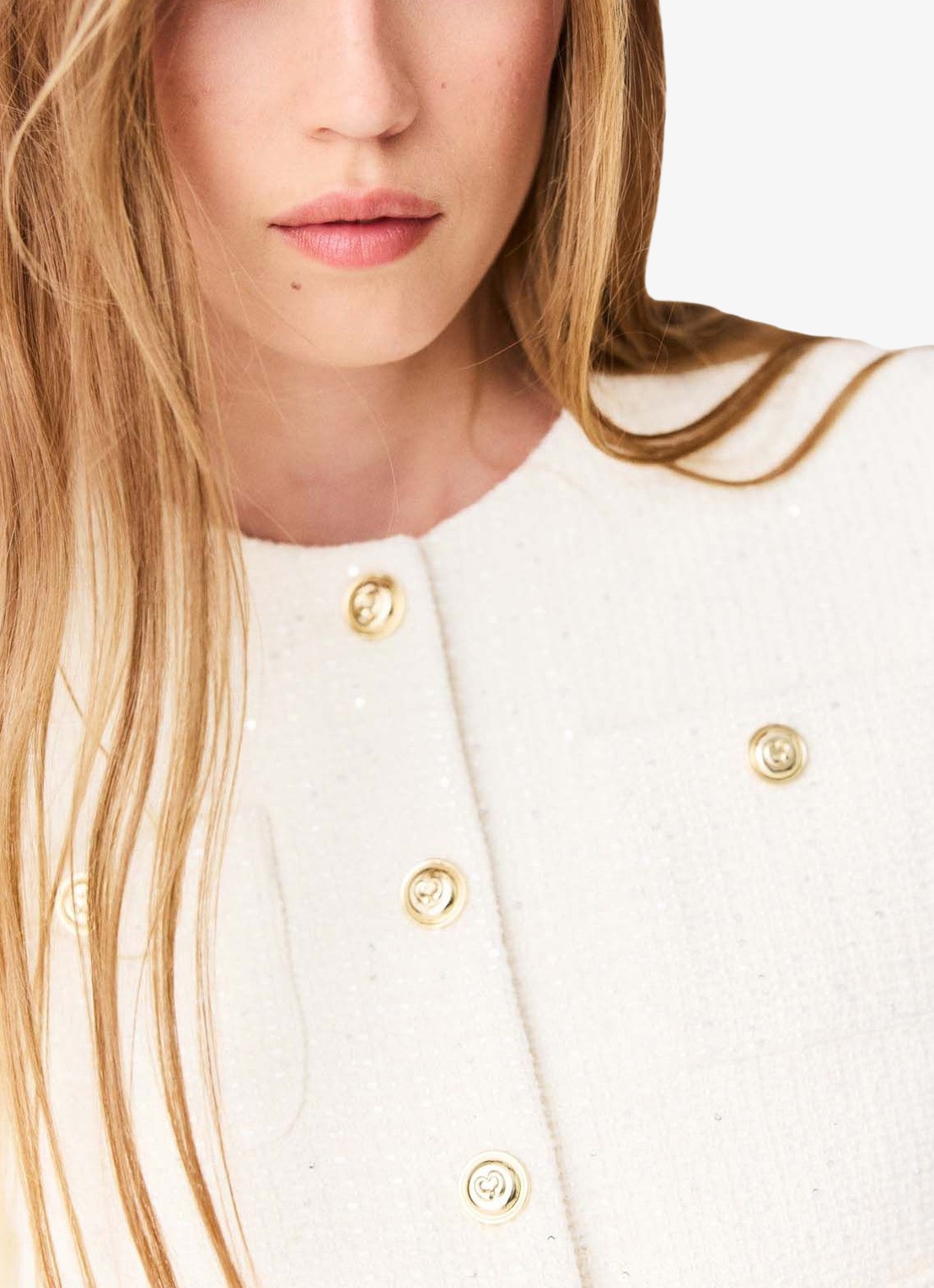 Maje Vest van bouclé met opgestikte zakken - detail 5 beige