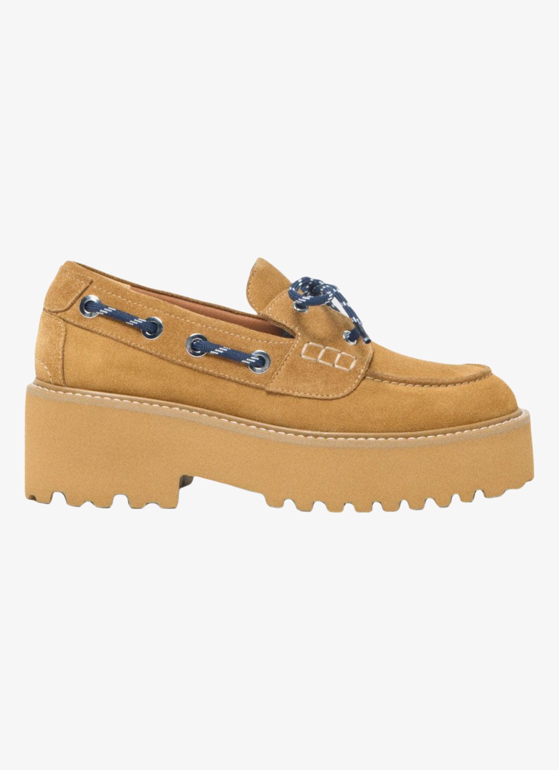 Maje Veterboots van suède met platform - voorkant 2 bruin