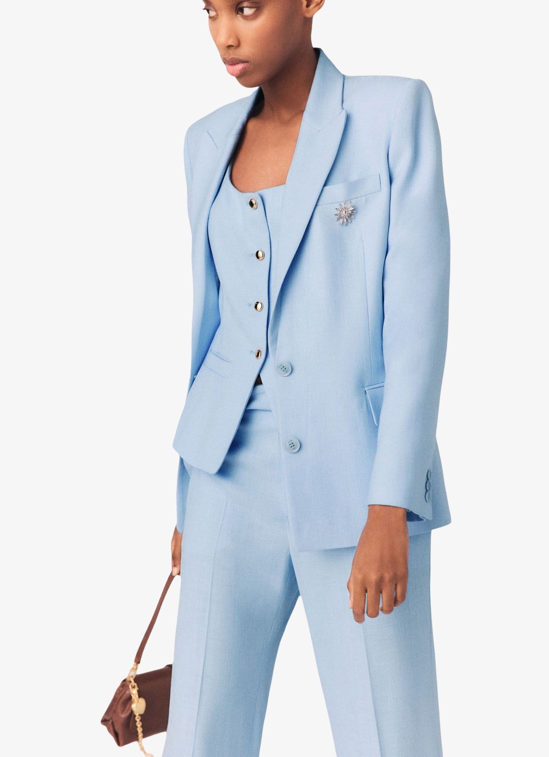 Maje Vigalue blazer met klepzakken - detail 6 lichtblauw