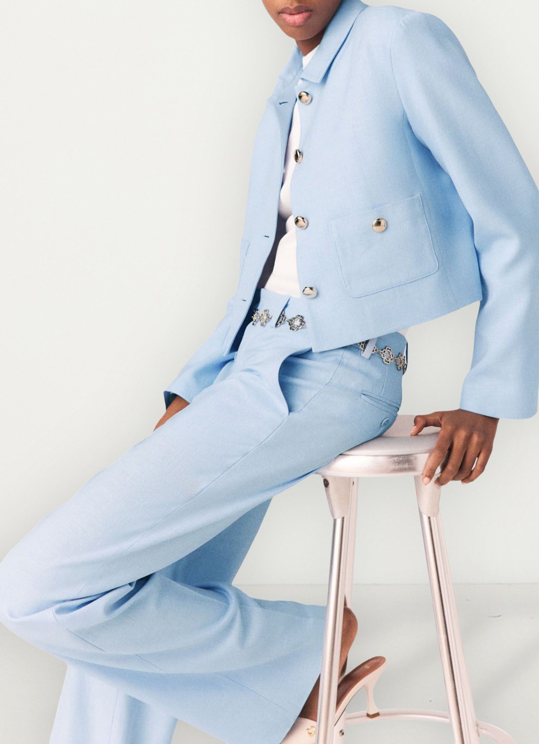 Maje Viguly cropped blazer met opgestikte zakken - detail 5 blauw