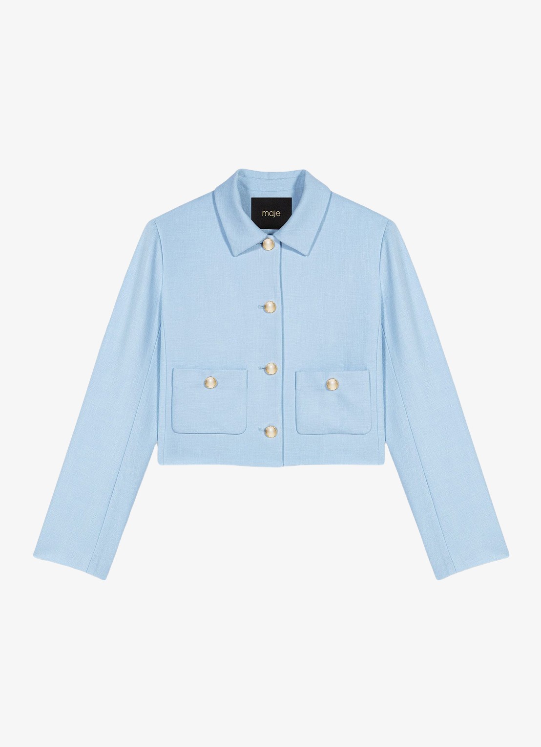 Maje Viguly cropped blazer met opgestikte zakken - voorkant 6 blauw