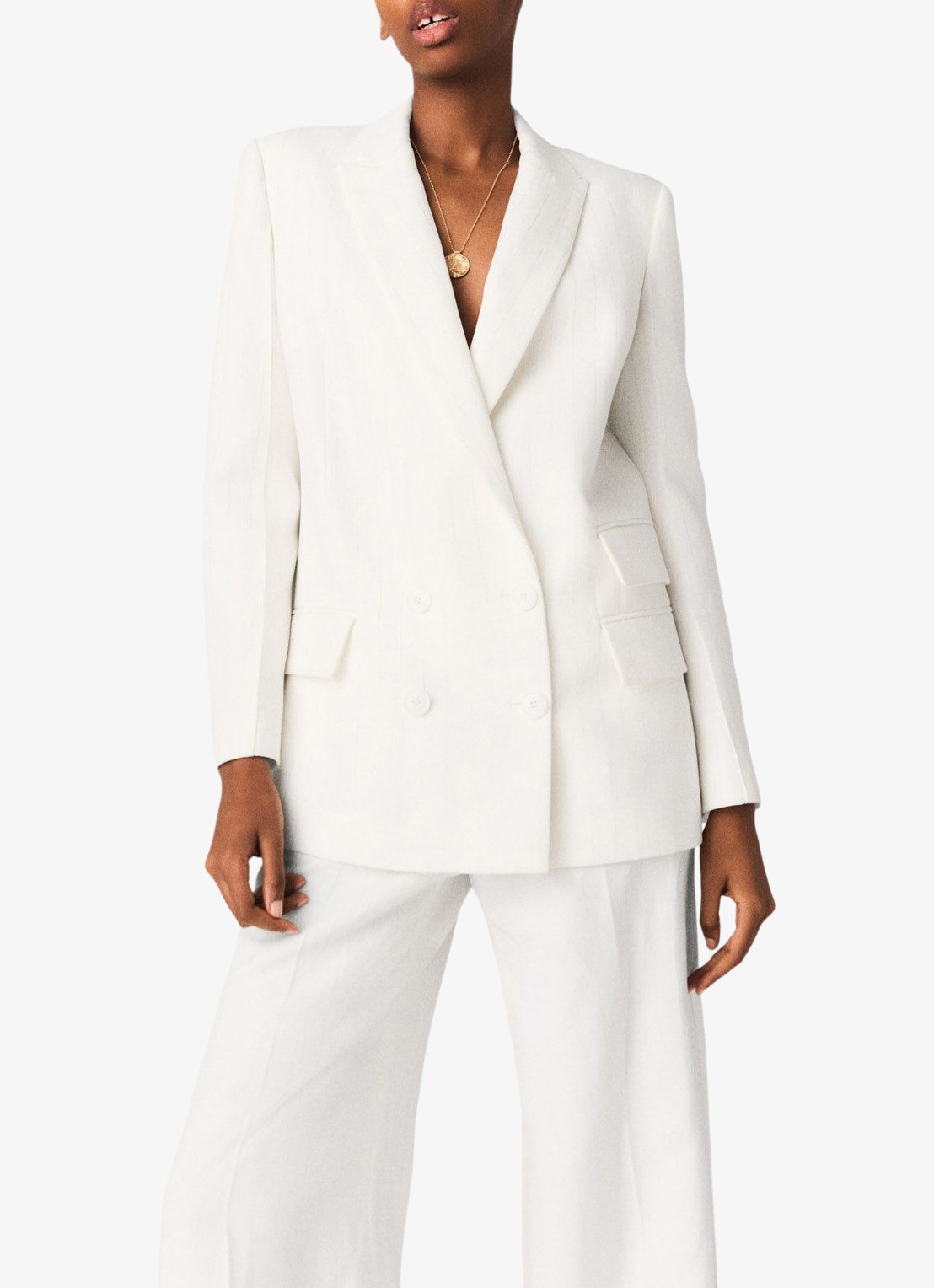 Maje Vimawhite blazer met krijtstreep  - detail 2 wit