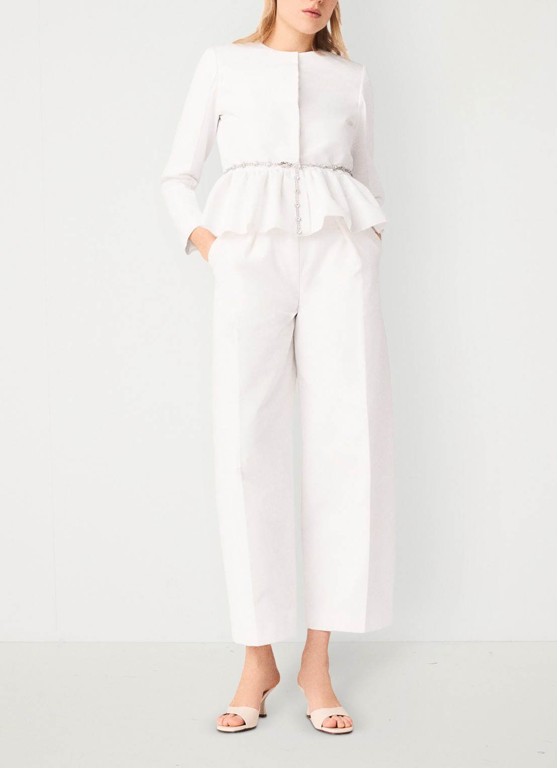 Maje Vipalace blazer met peplum  - voorkant 7 wit