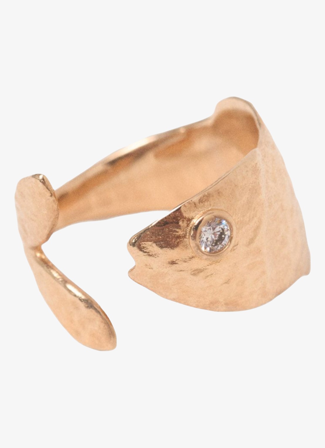 Maje Vis ring met strass - voorkant goud