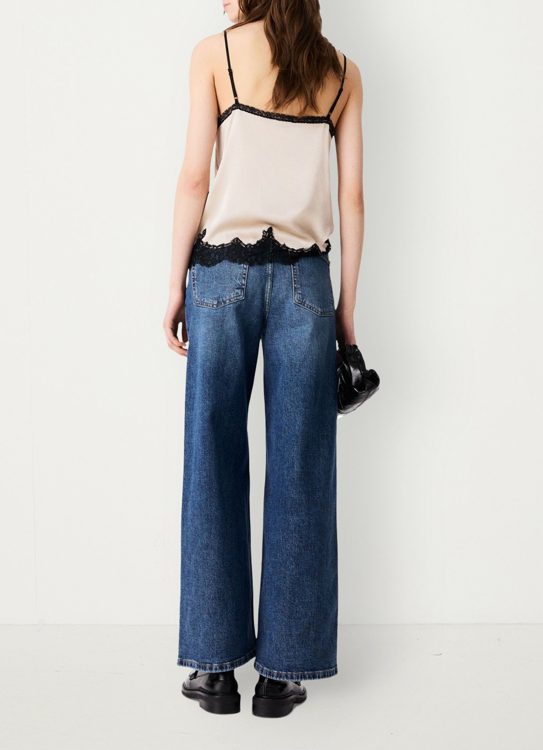Maje Wide leg jeans met opgestikte zakken - achterkant 8 donkerblauw
