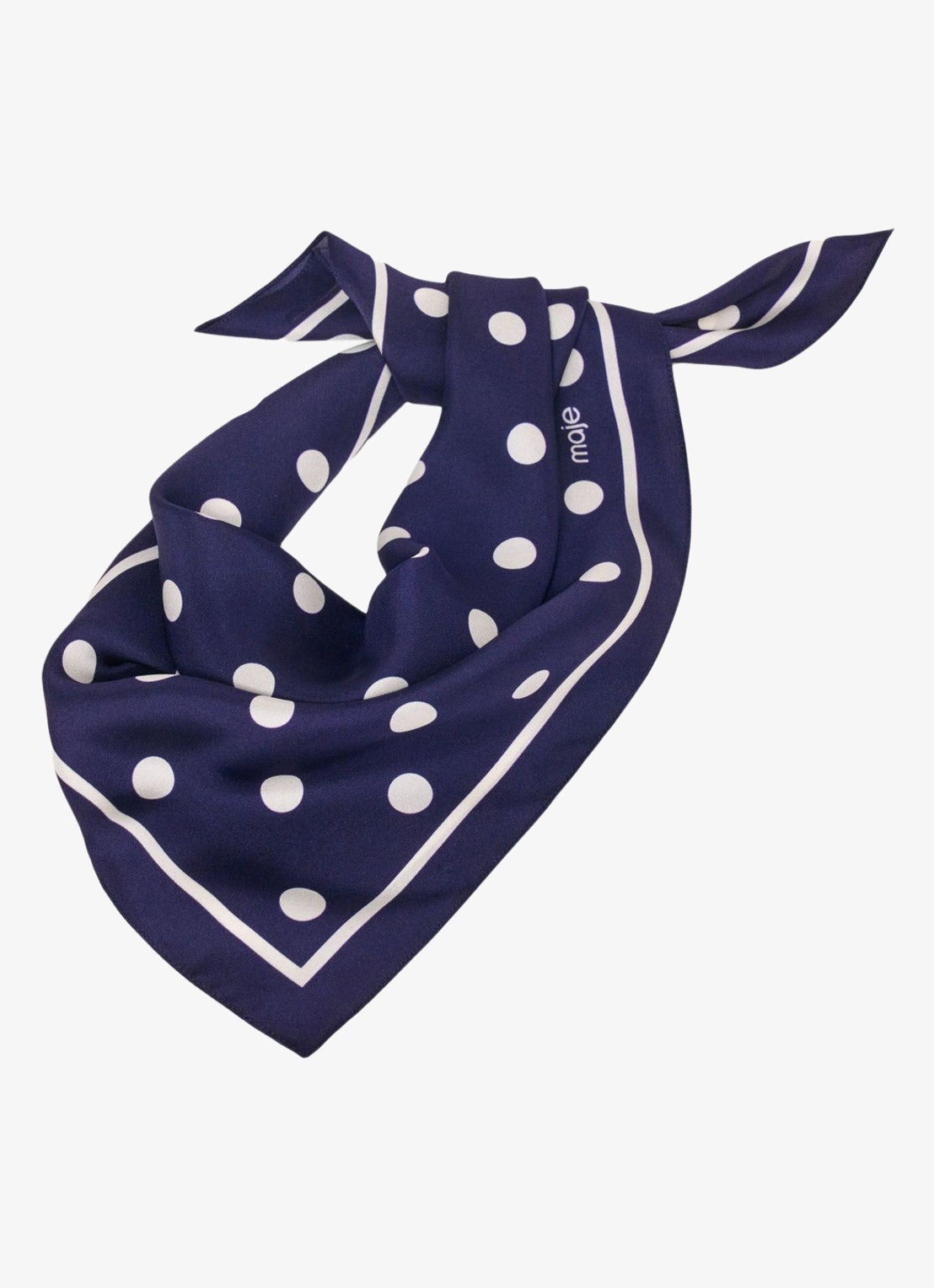 Maje Zijden bandana met stippen - detail 4 navy