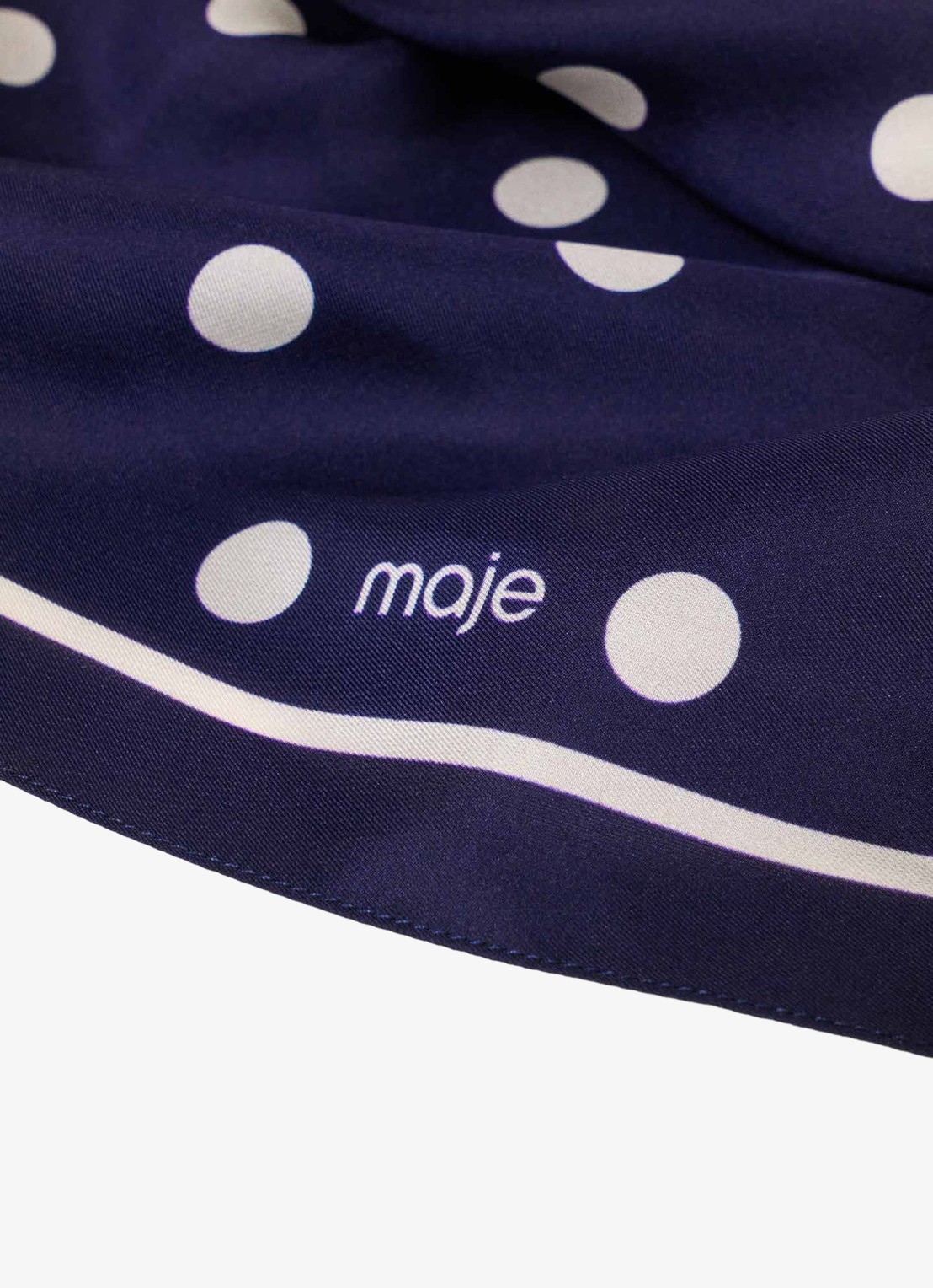 Maje Zijden bandana met stippen - detail 5 navy