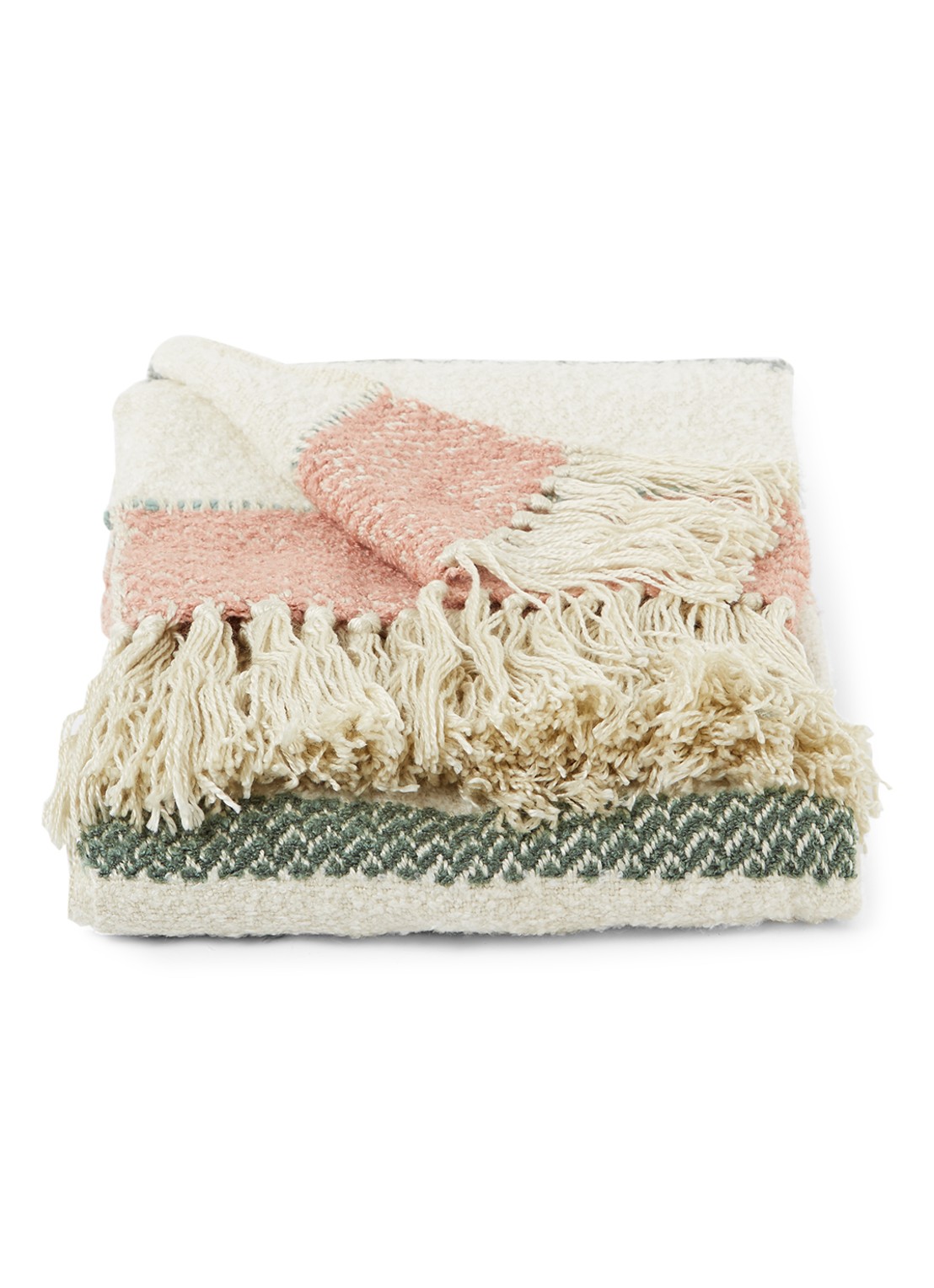 Malagoon Berber plaid in wolblend 125 x 150 cm - voorkant 2 gebroken wit