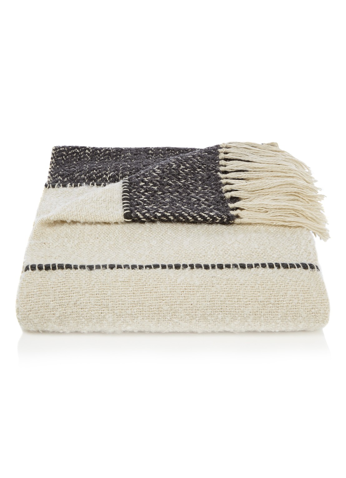 Malagoon Berber plaid in wolblend  - voorkant gebroken wit