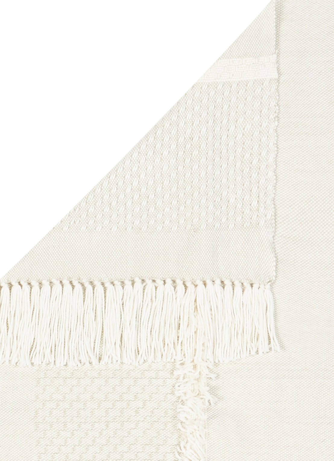 Malagoon Fringe plaid in wolblend 150 x 125 cm - detail 3 gebroken wit
