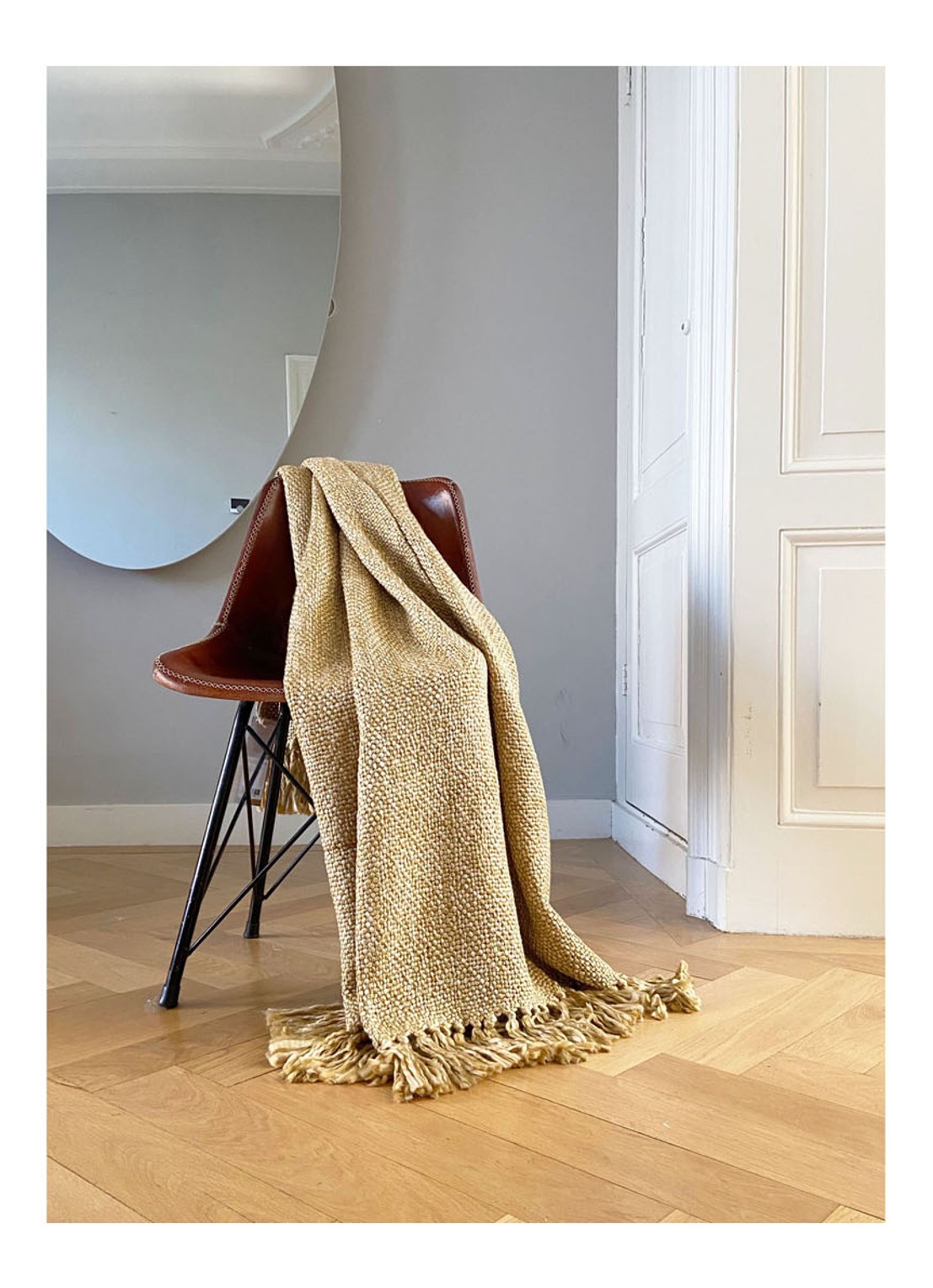 Malagoon Marble plaid 125 x 150 cm - voorkant 3 mosterd