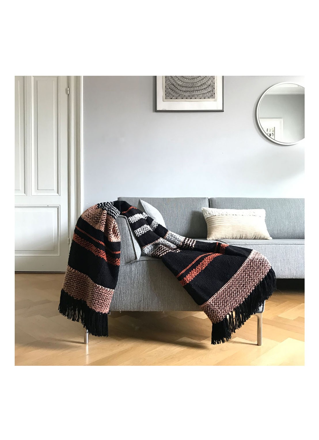 Malagoon Multicolor plaid 125 x 150 cm - voorkant 3 zwart