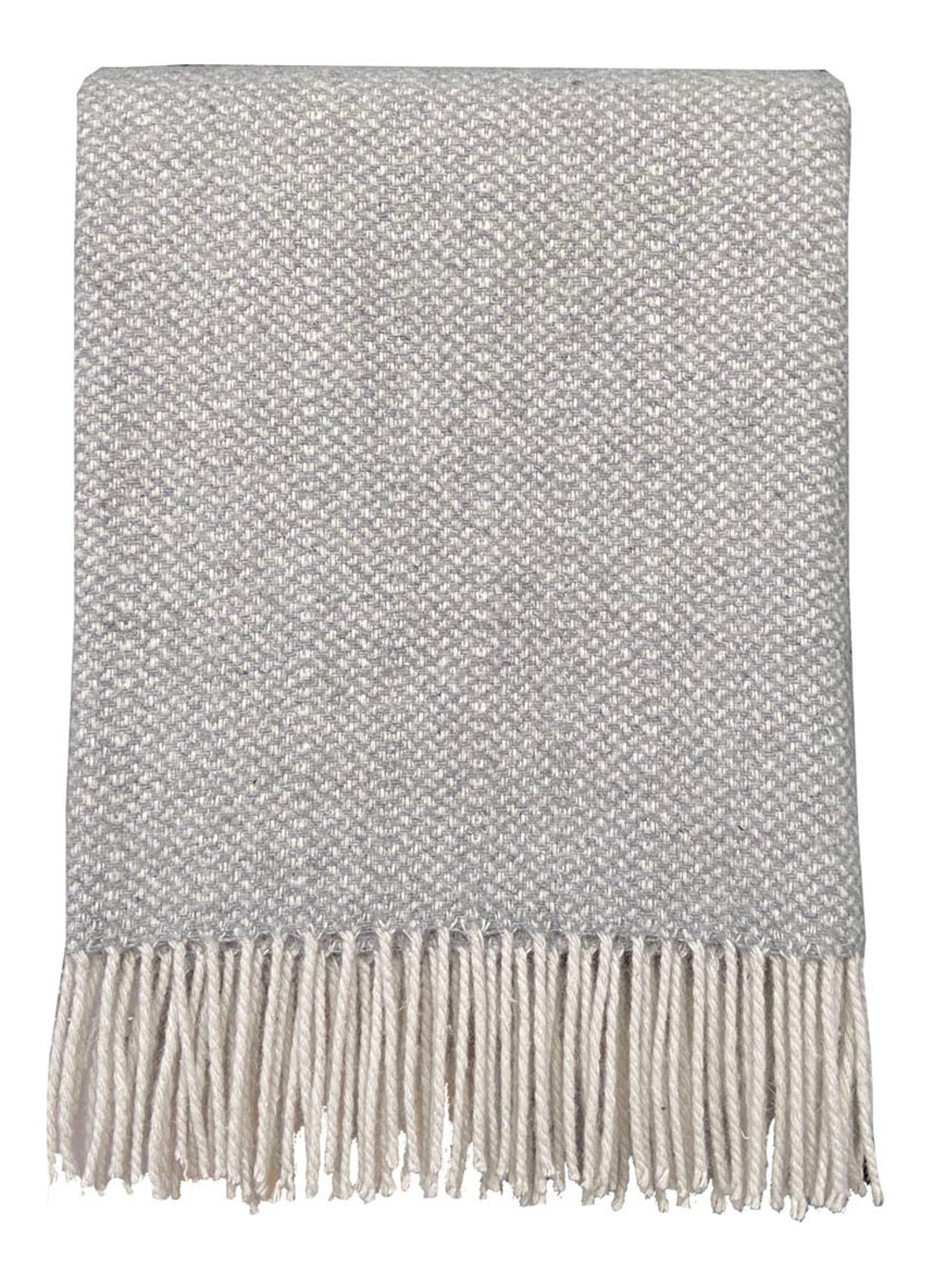 Malagoon Natural plaid in wolblend 170 x 131 cm - voorkant 2 lichtgrijs