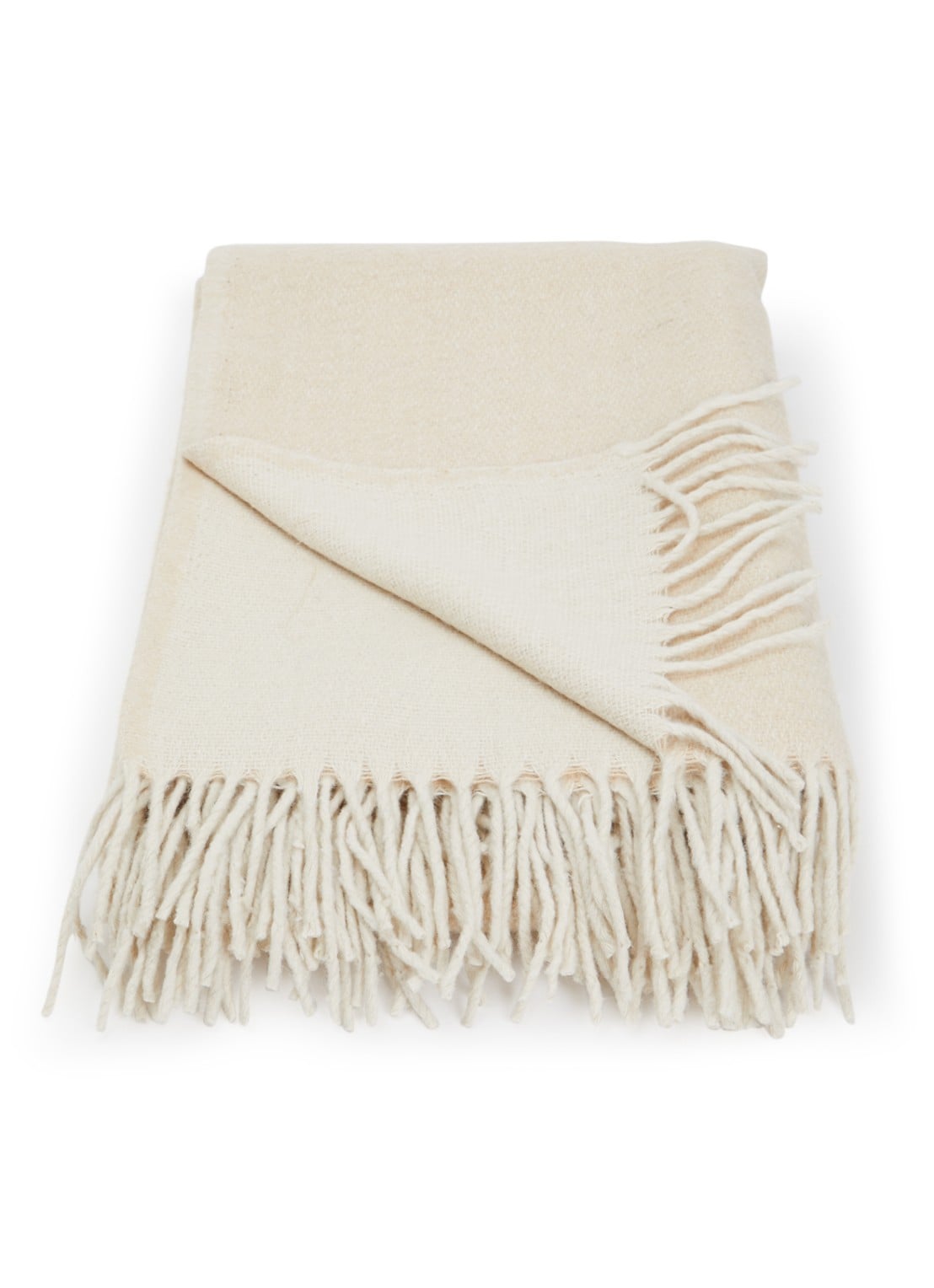 Malagoon Plaid in wolblend 130 x 170 cm - voorkant beige
