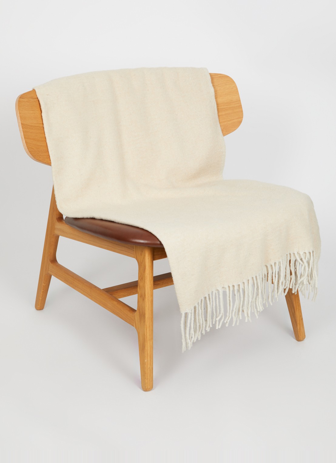 Malagoon Plaid in wolblend 130 x 170 cm - voorkant 2 beige