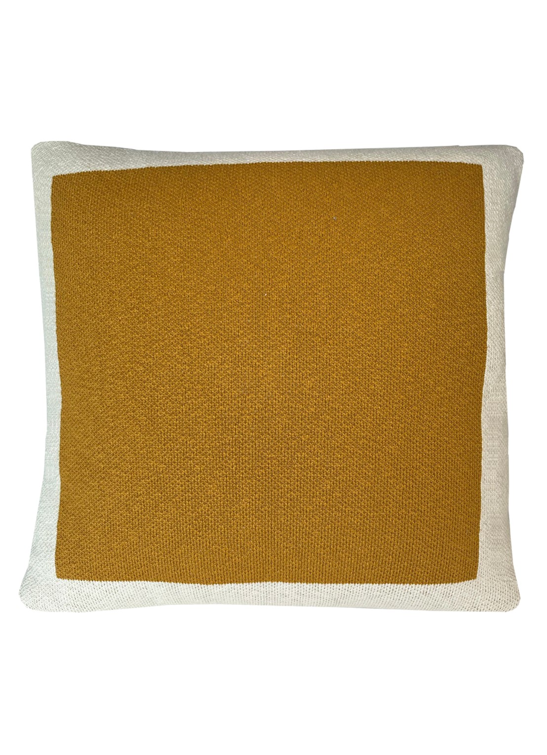 Malagoon Solid Knitted sierkussen 50 x 50 cm - voorkant 2 okergeel