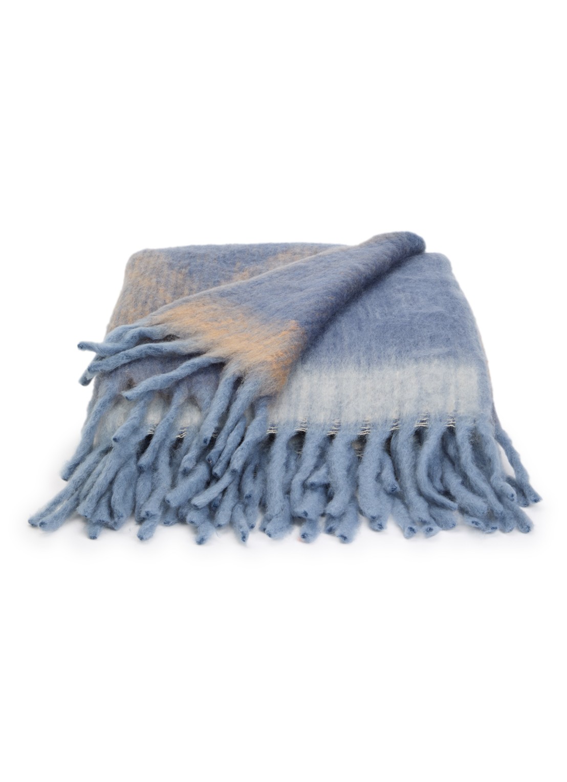 Malagoon Zapotec plaid 125 x 150 cm - voorkant staalblauw
