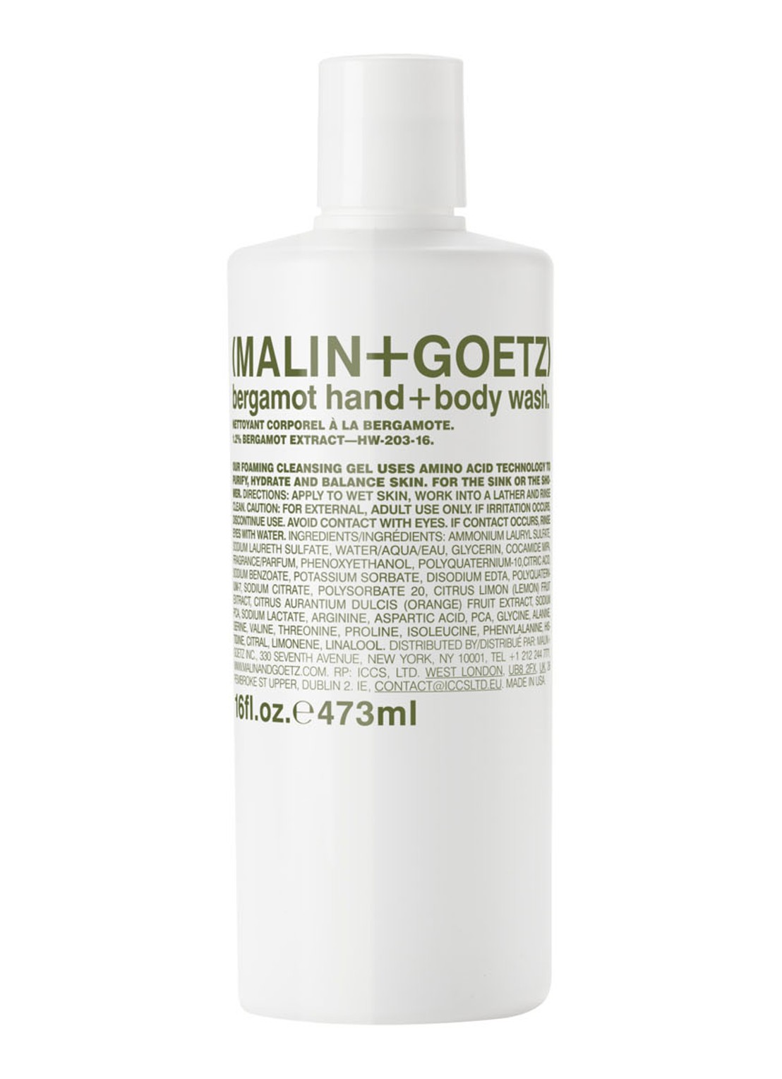 MALIN+GOETZ bergamot hand+bodywash - handzeep & douchegel - voorkant undefined