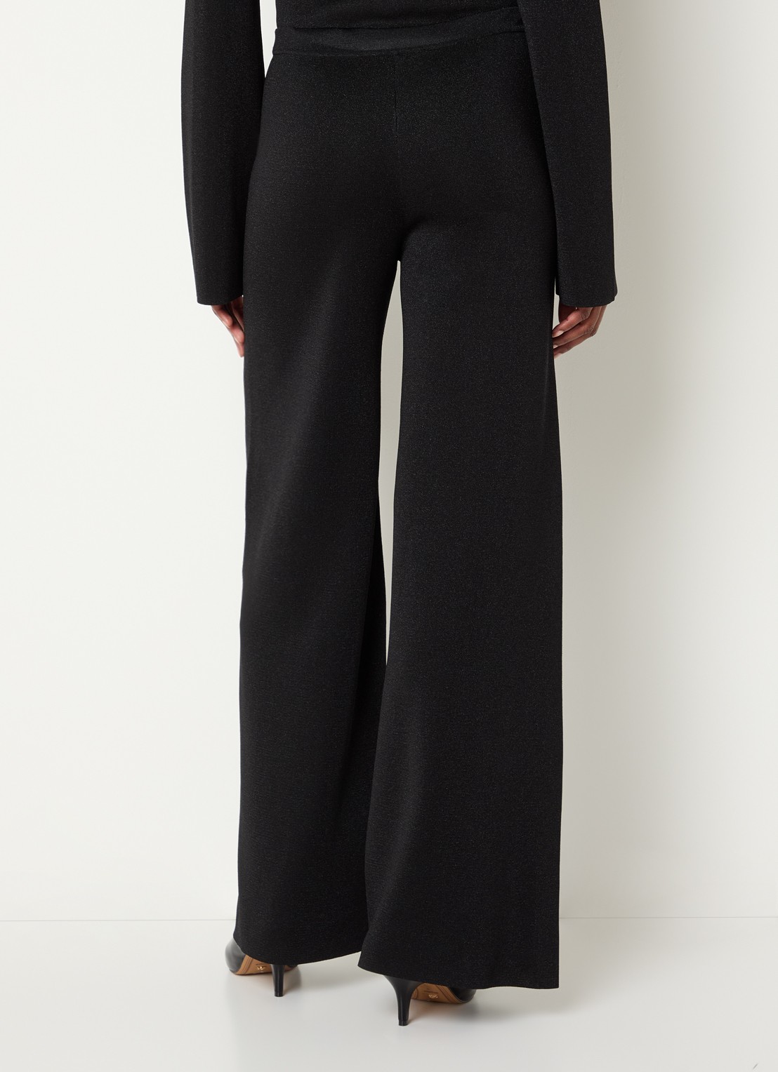 Malina Ammie high waist wide fit broek met lurex - achterkant 4 zwart