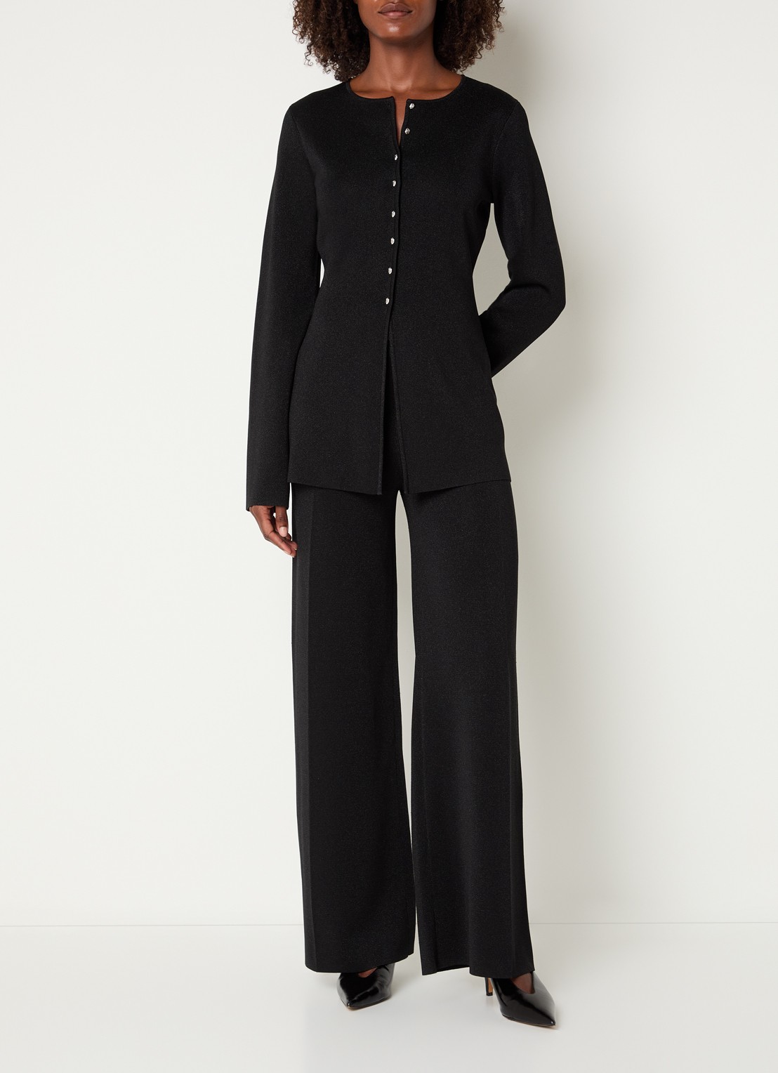 Malina Azra vest met lurex  - voorkant 3 zwart