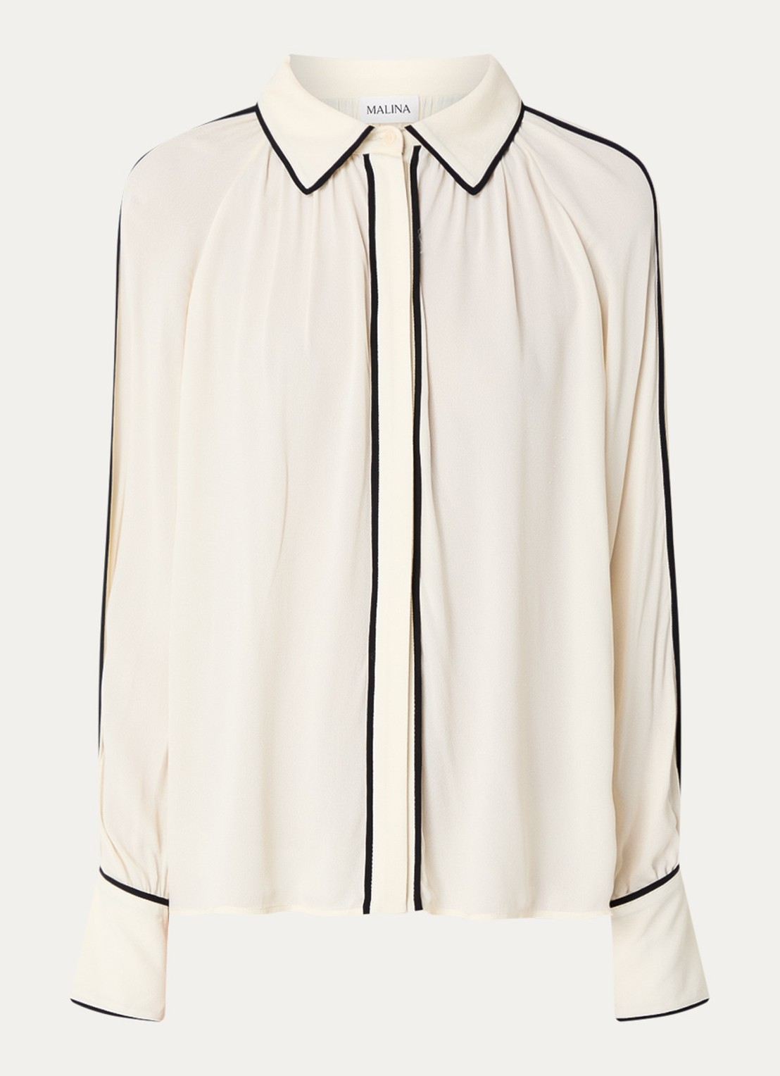 Malina Bea blouse met plooidetail - voorkant ivoor