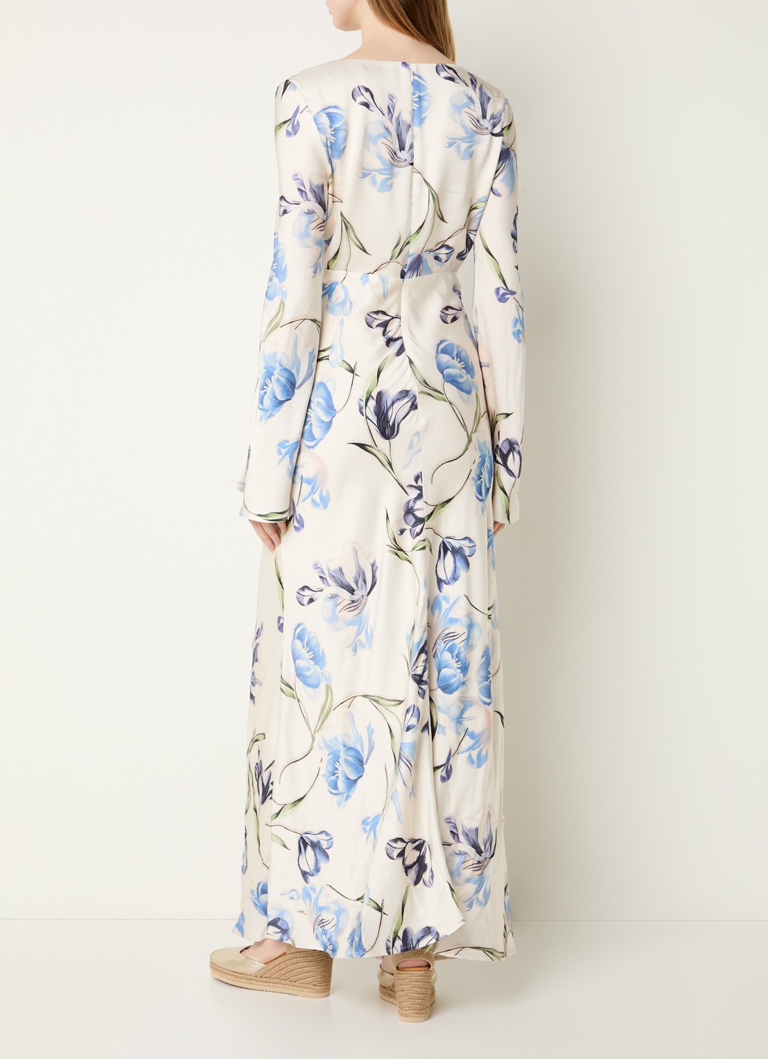 Malina Carolina maxi jurk met bloemenprint - achterkant 4 gebroken wit