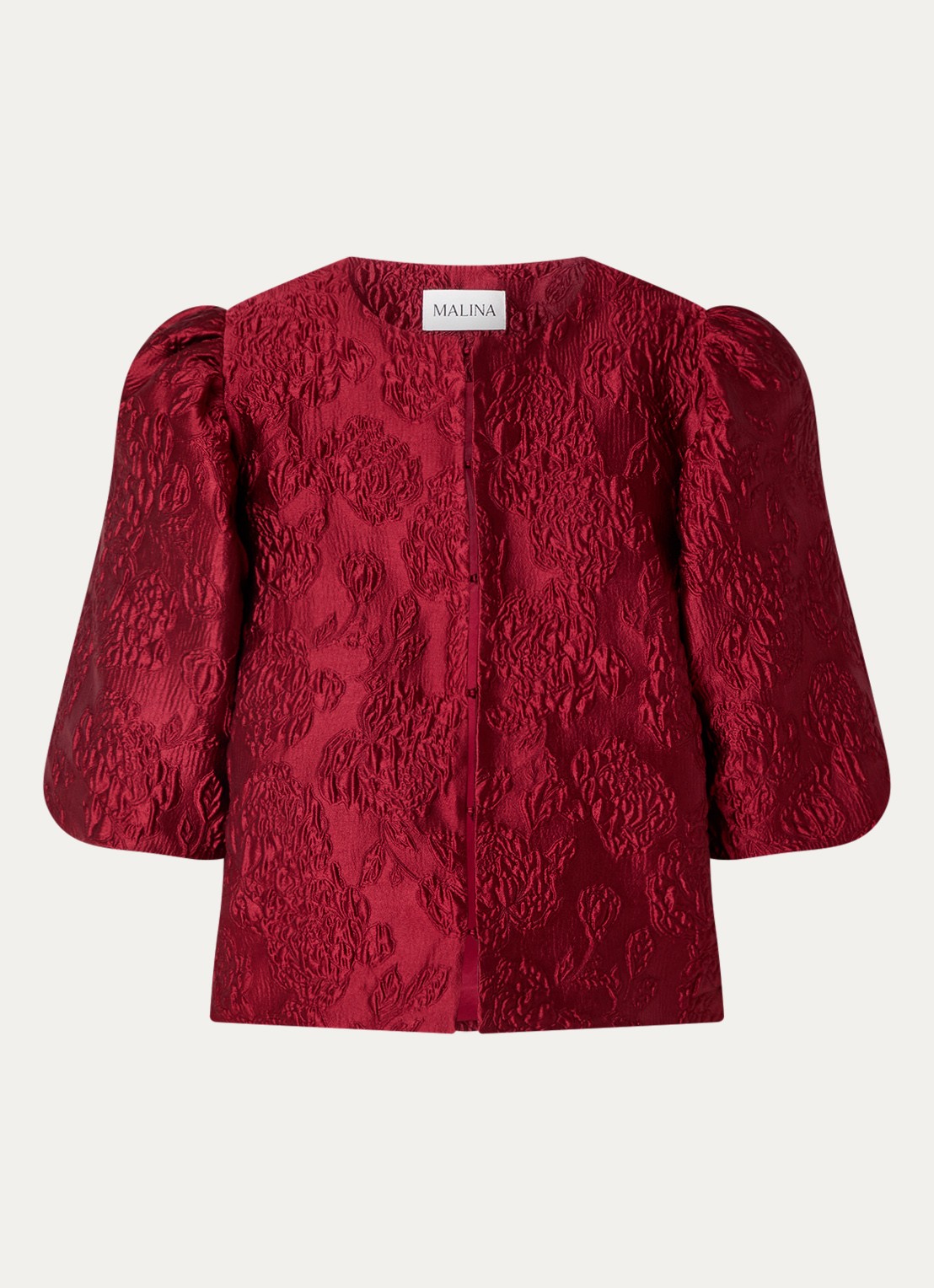 Malina Cleo blouse met pofmouw - voorkant donkerrood
