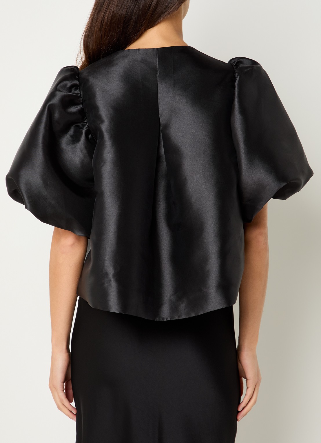 Malina Cleo blouse met pofmouw - achterkant 3 zwart