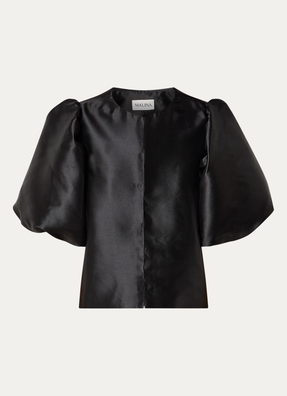 Malina Cleo blouse met pofmouw - voorkant zwart