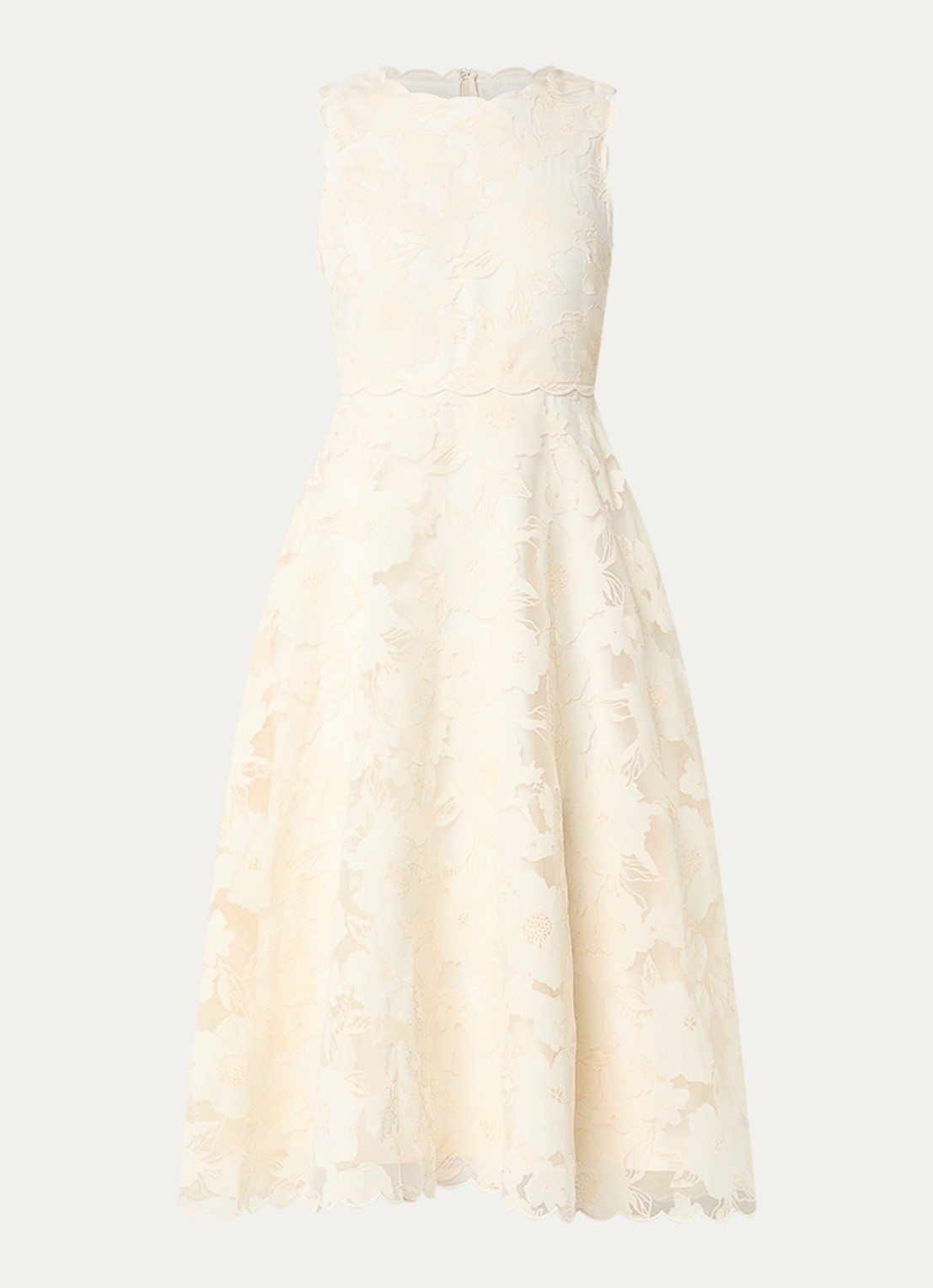 Malina Elin midi jurk met bloemenprint - voorkant 2 ivoor