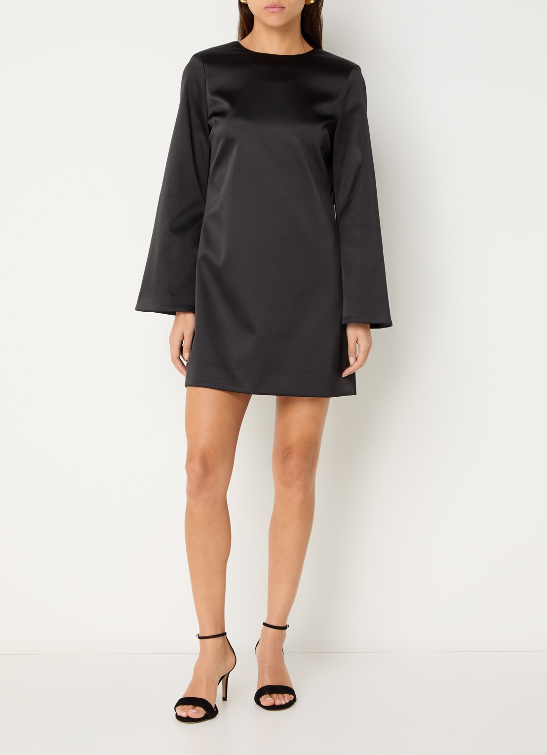 Malina Elna mini jurk met rugdecolleté - voorkant 2 zwart