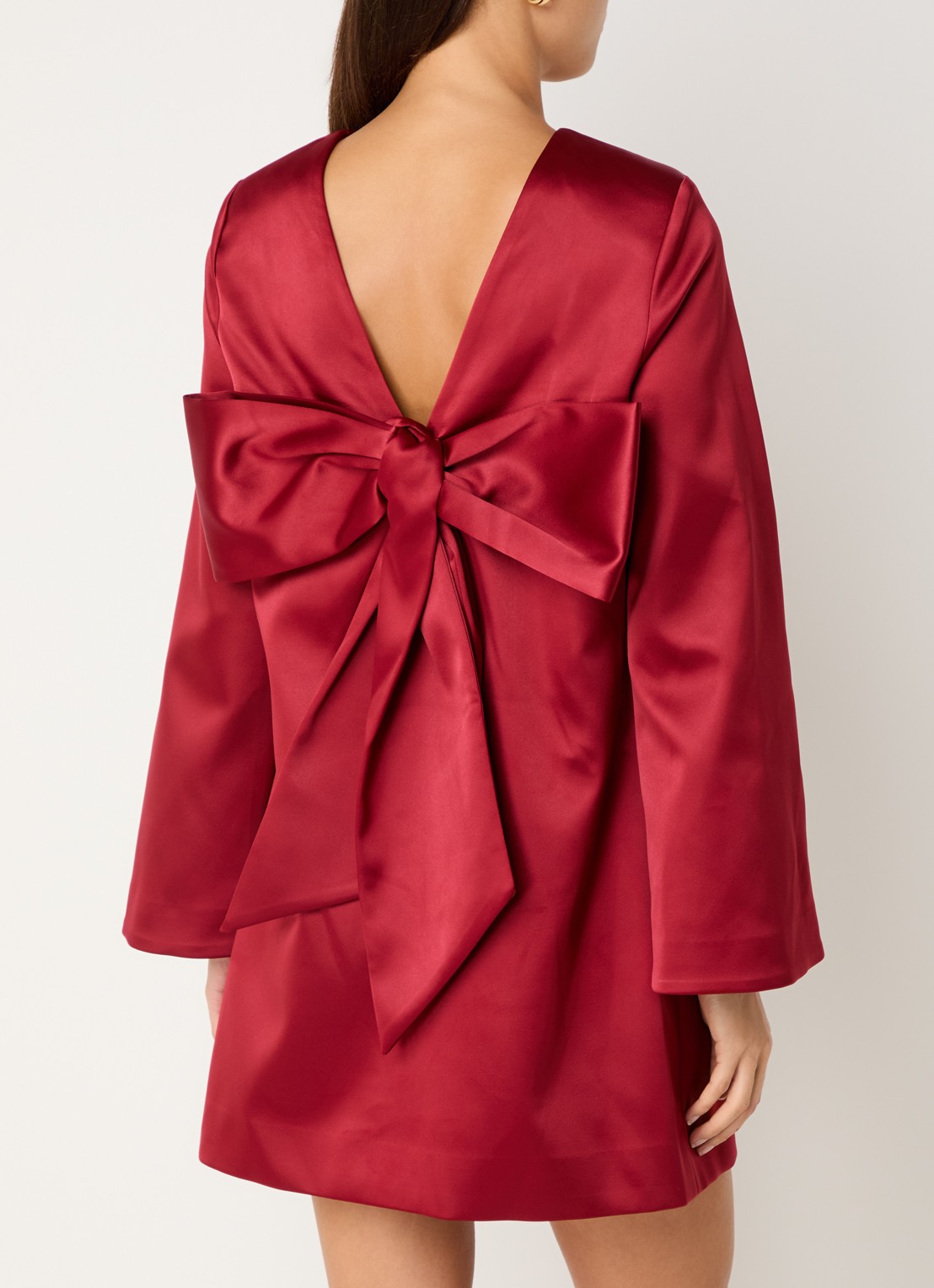 Malina Elna mini jurk met rugdecolleté - detail donkerrood