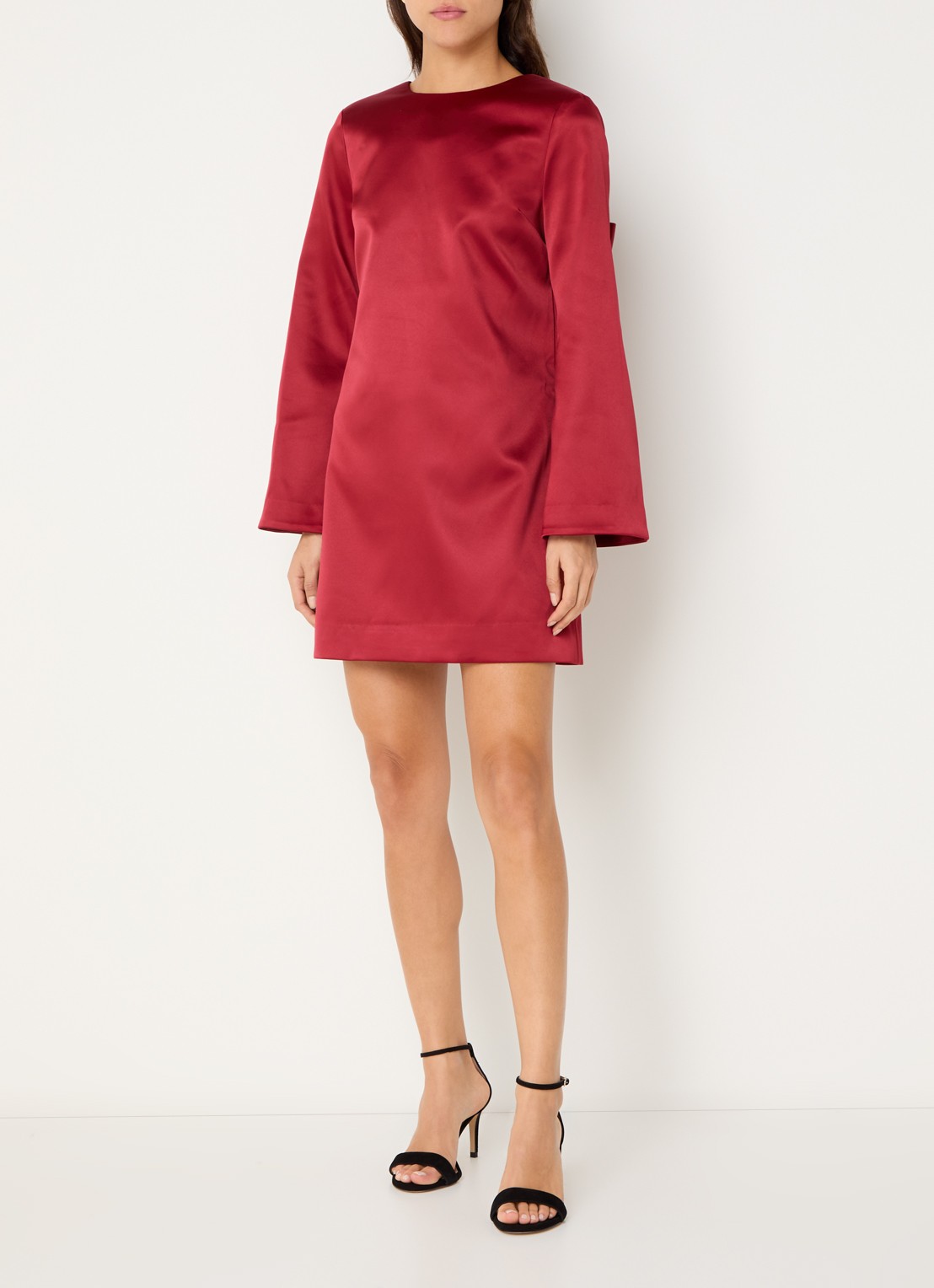 Malina Elna mini jurk met rugdecolleté - voorkant 3 donkerrood