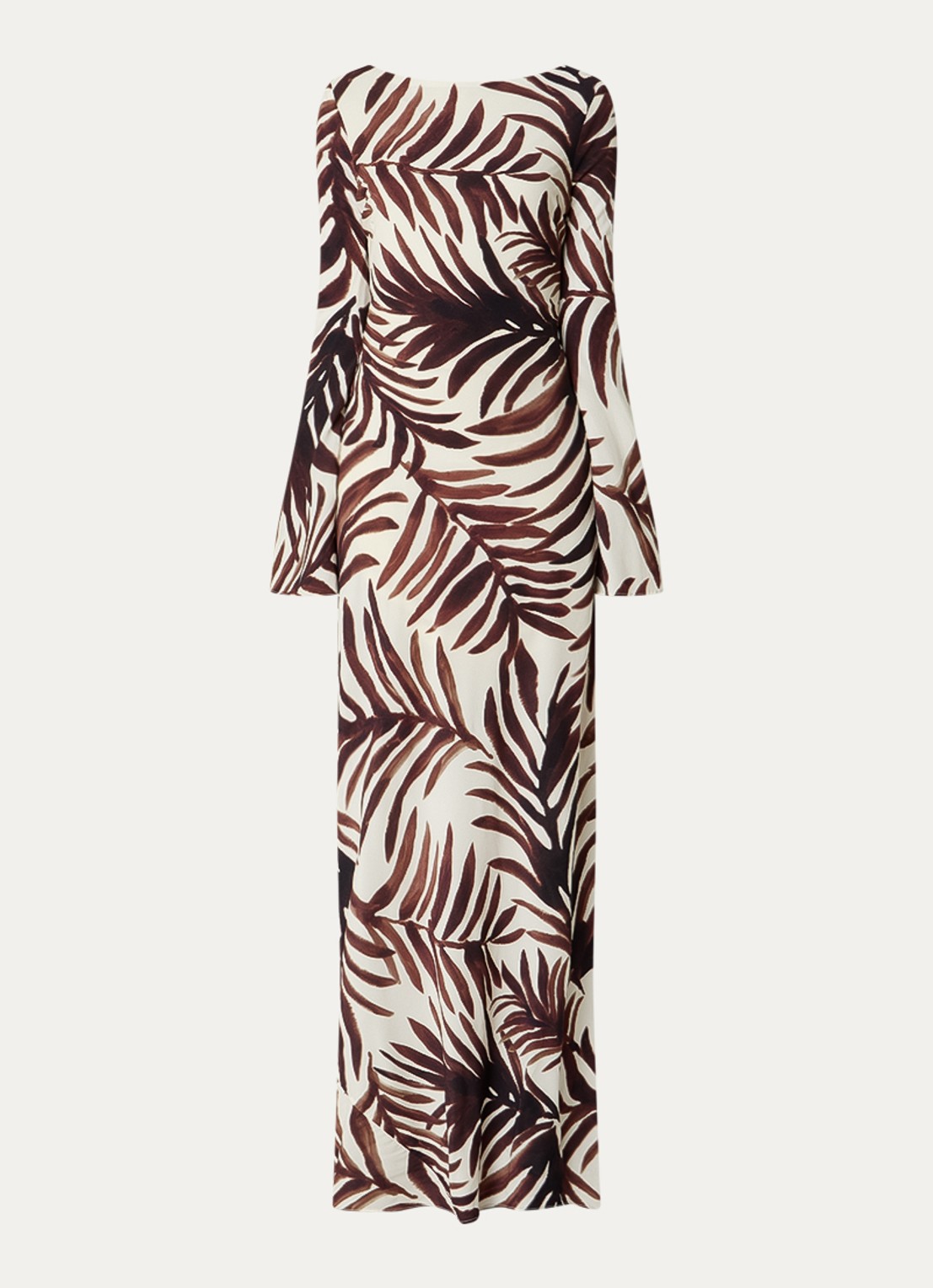 Malina Jennelie maxi jurk met bladprint - voorkant 3 bruin