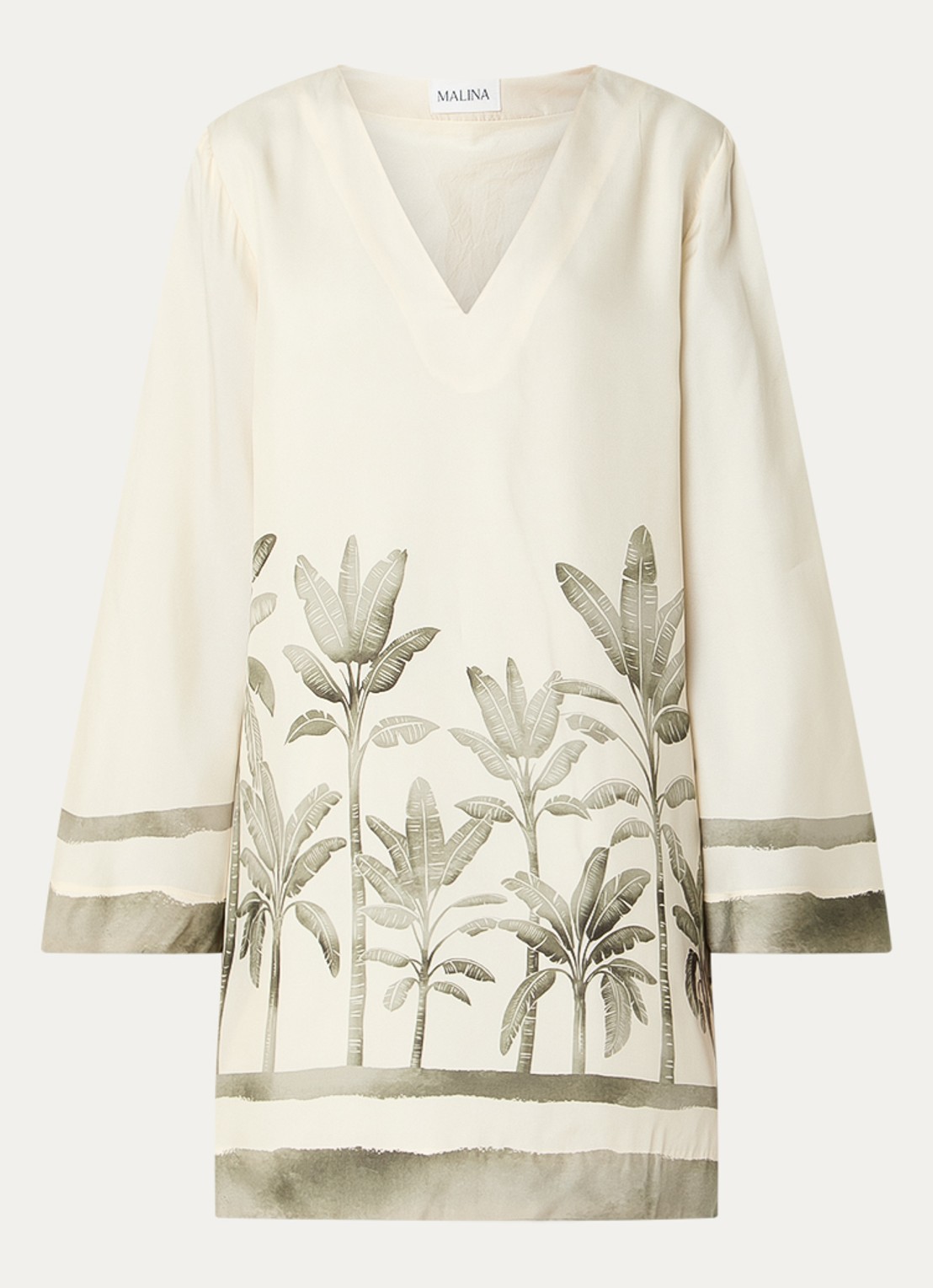 Malina Leonella mini jurk met bloemenprint - voorkant 2 creme