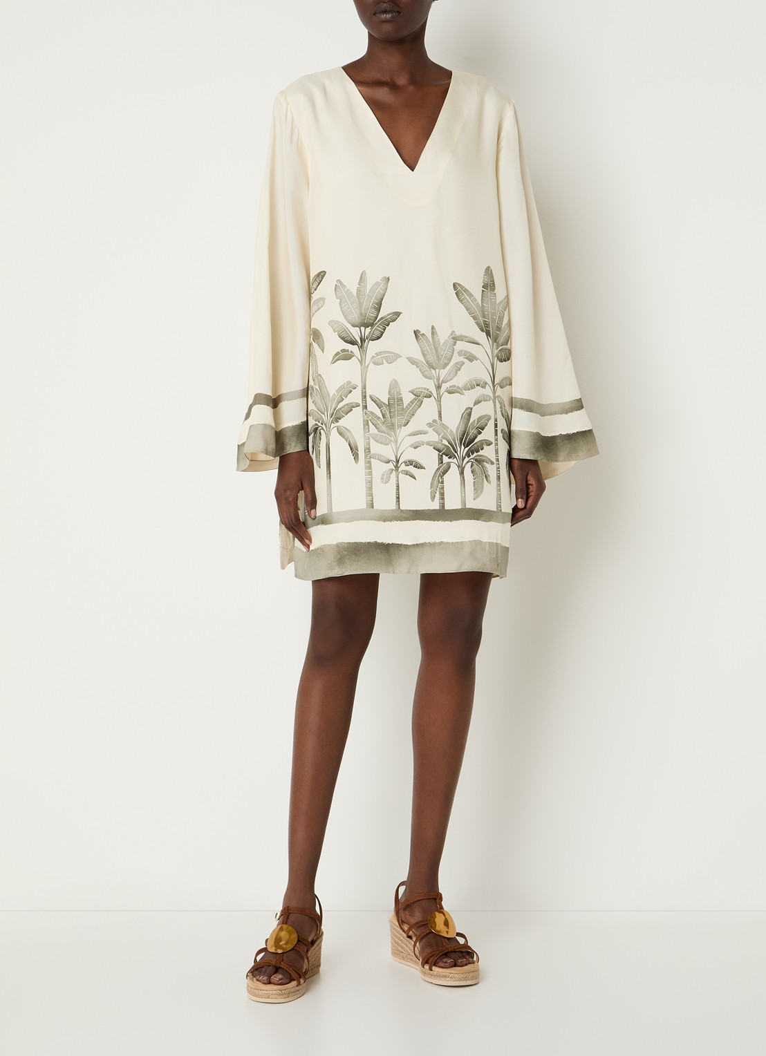 Malina Leonella mini jurk met bloemenprint - voorkant 3 creme