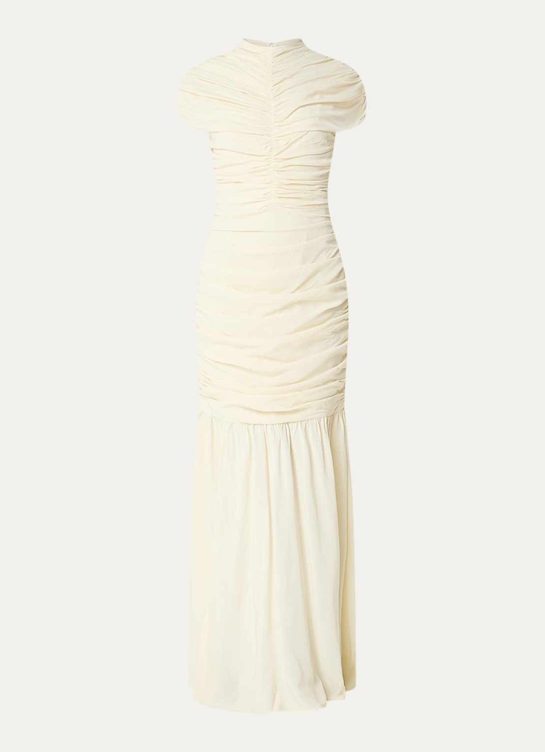 Malina Loana maxi jurk met split en gedrapeerd detail - voorkant 2 creme